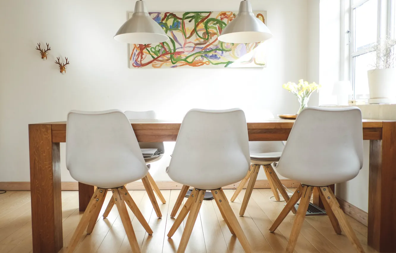Photo wallpaper table, picture, chair, dining room