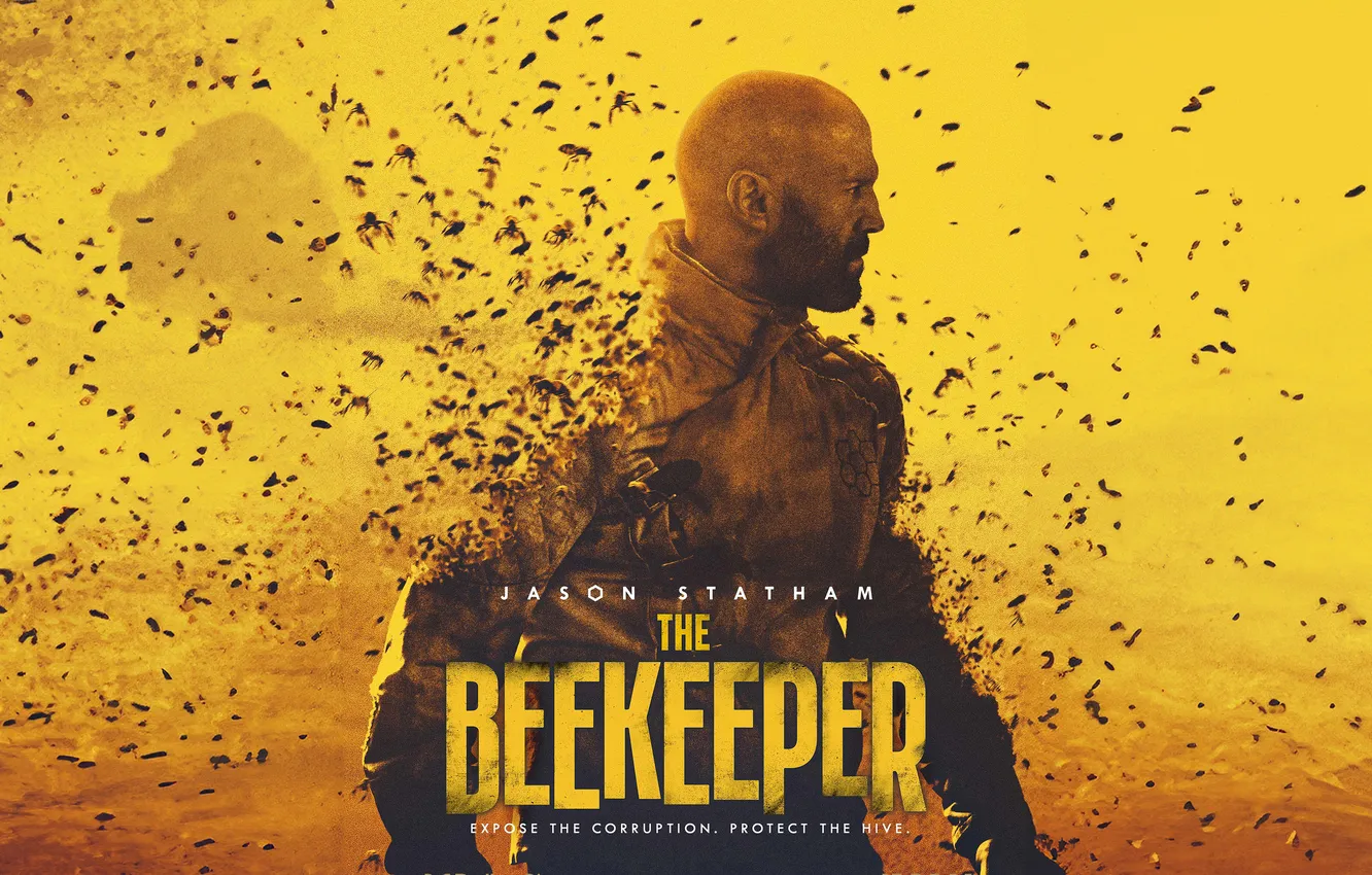 Photo wallpaper bee, action, poster, Jason Statham, Jason Statham, The beekeeper, The Beekeeper