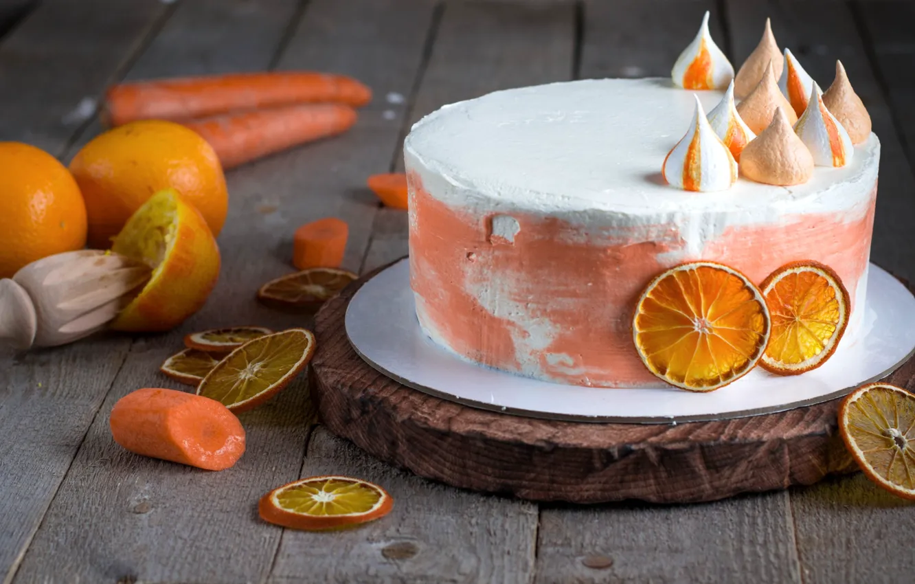 Photo wallpaper orange, cake, carrots, cream