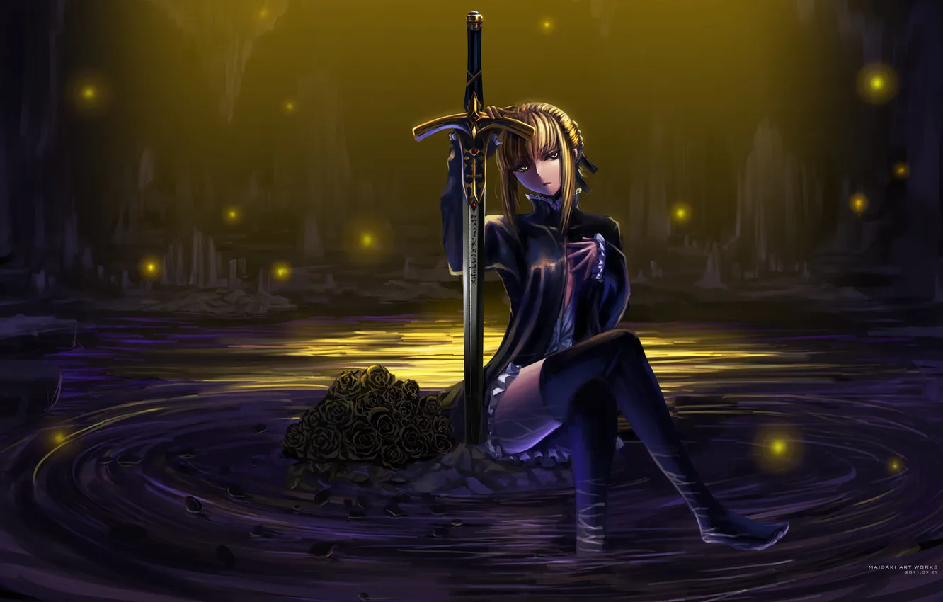 Photo wallpaper look, girl, saber, Fate, stay night