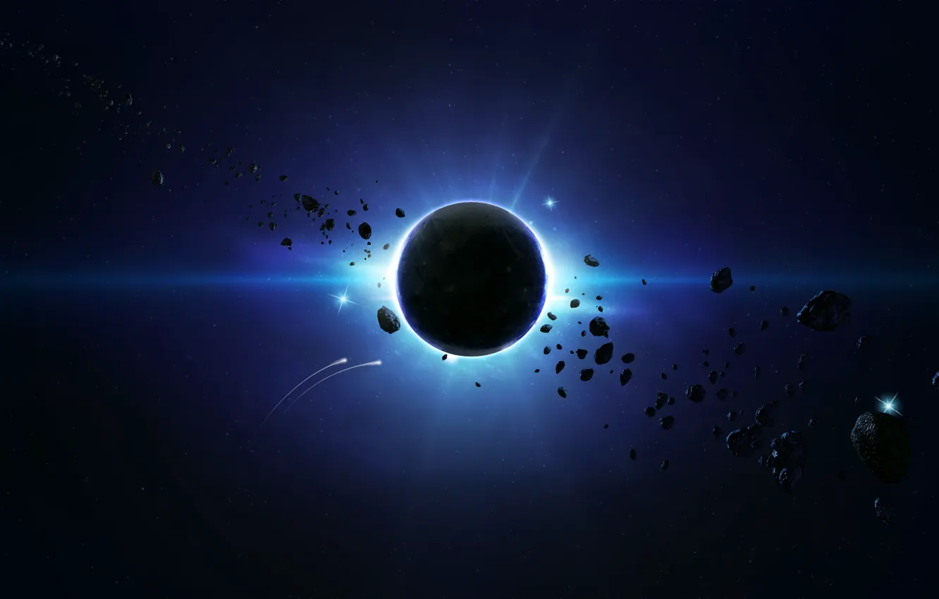 Photo wallpaper Planet, Asteroids, Blue Spase, Behind the Scene