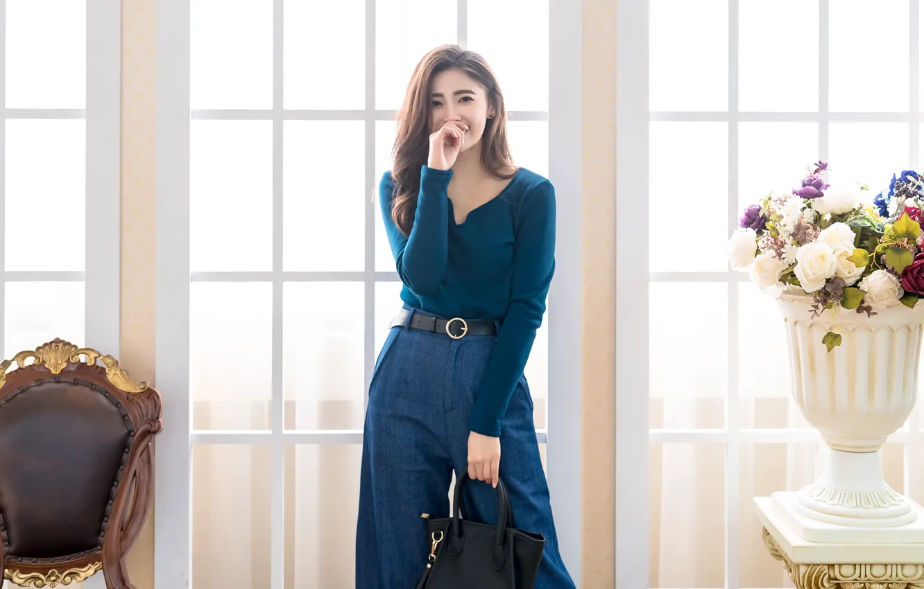 Photo wallpaper girl, style, background, Asian