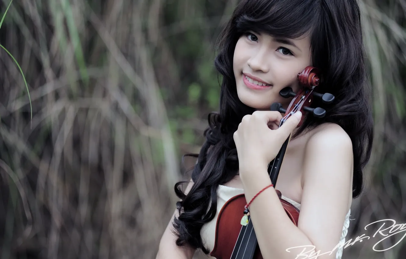 Photo wallpaper girl, music, violin