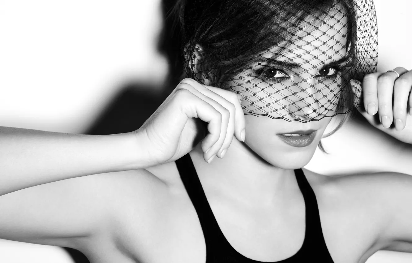 Photo wallpaper look, pose, photo, makeup, Mike, actress, hairstyle, black and white