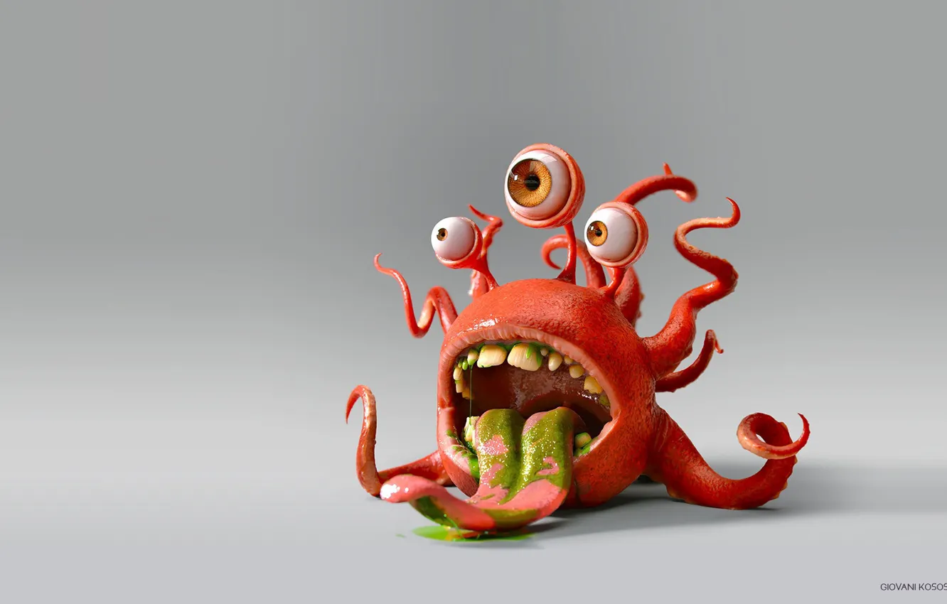 Photo wallpaper rendering, art, monster, zOID, Giovani Kososki