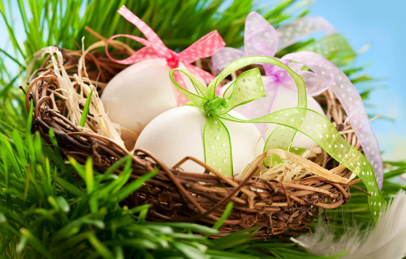Photo wallpaper basket, eggs, Easter