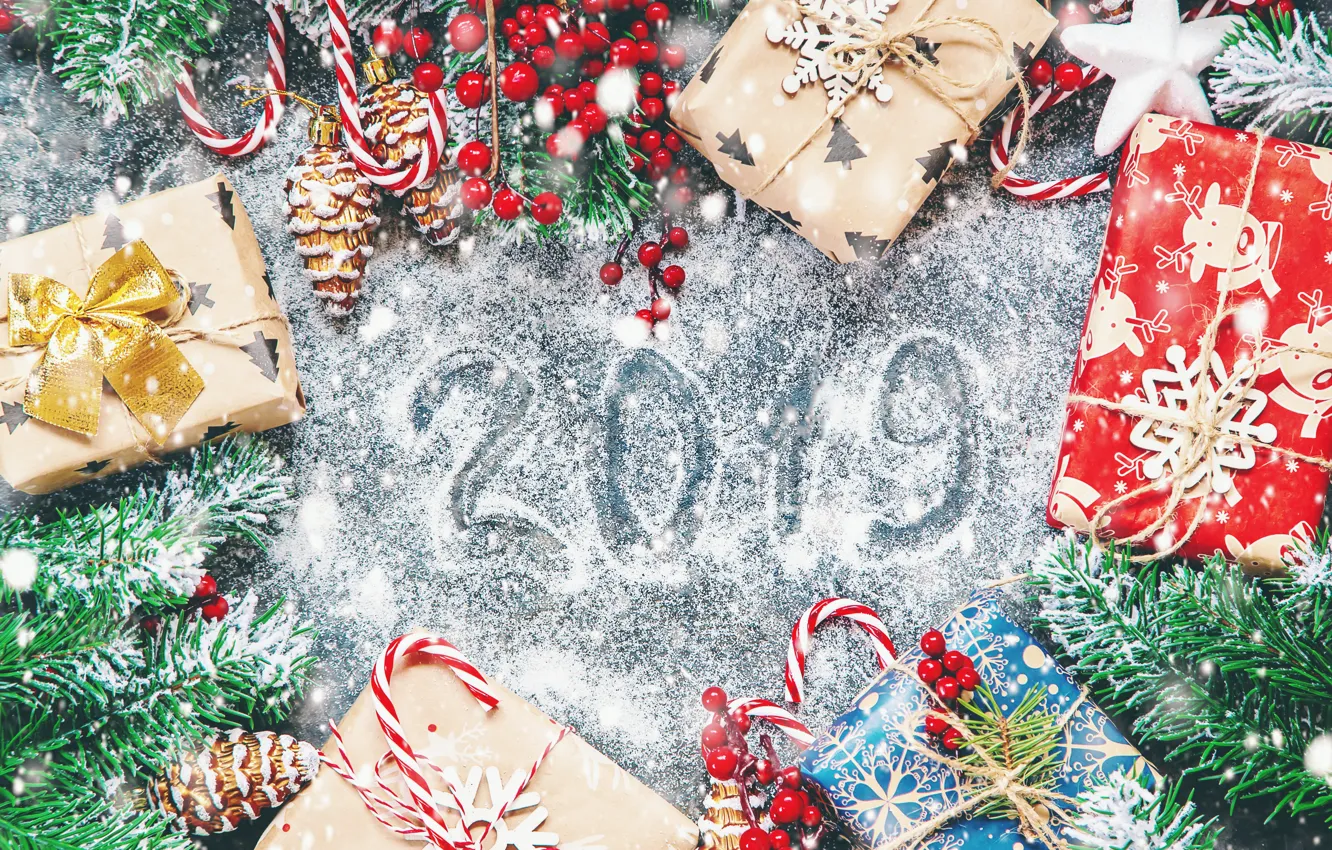 Photo wallpaper decoration, gift, new year, Christmas, Christmas, wood, New Year, decoration