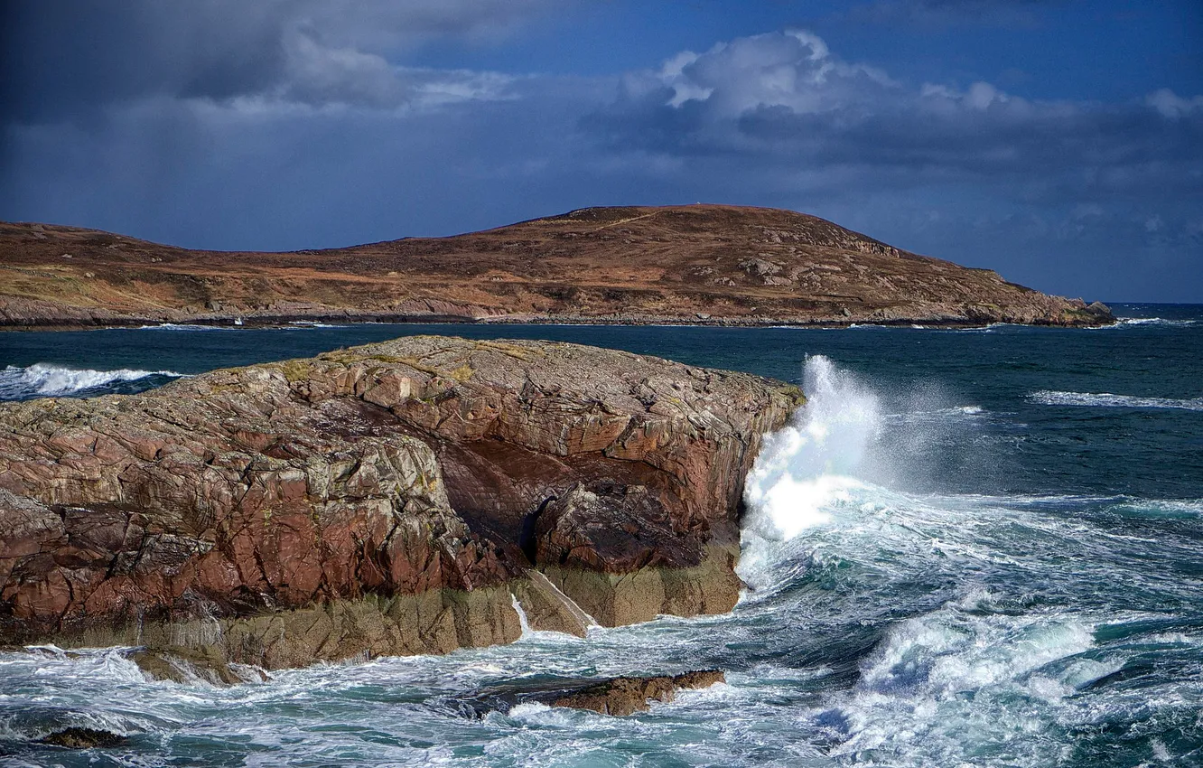 Photo wallpaper sea, the sky, mountains, clouds, rocks