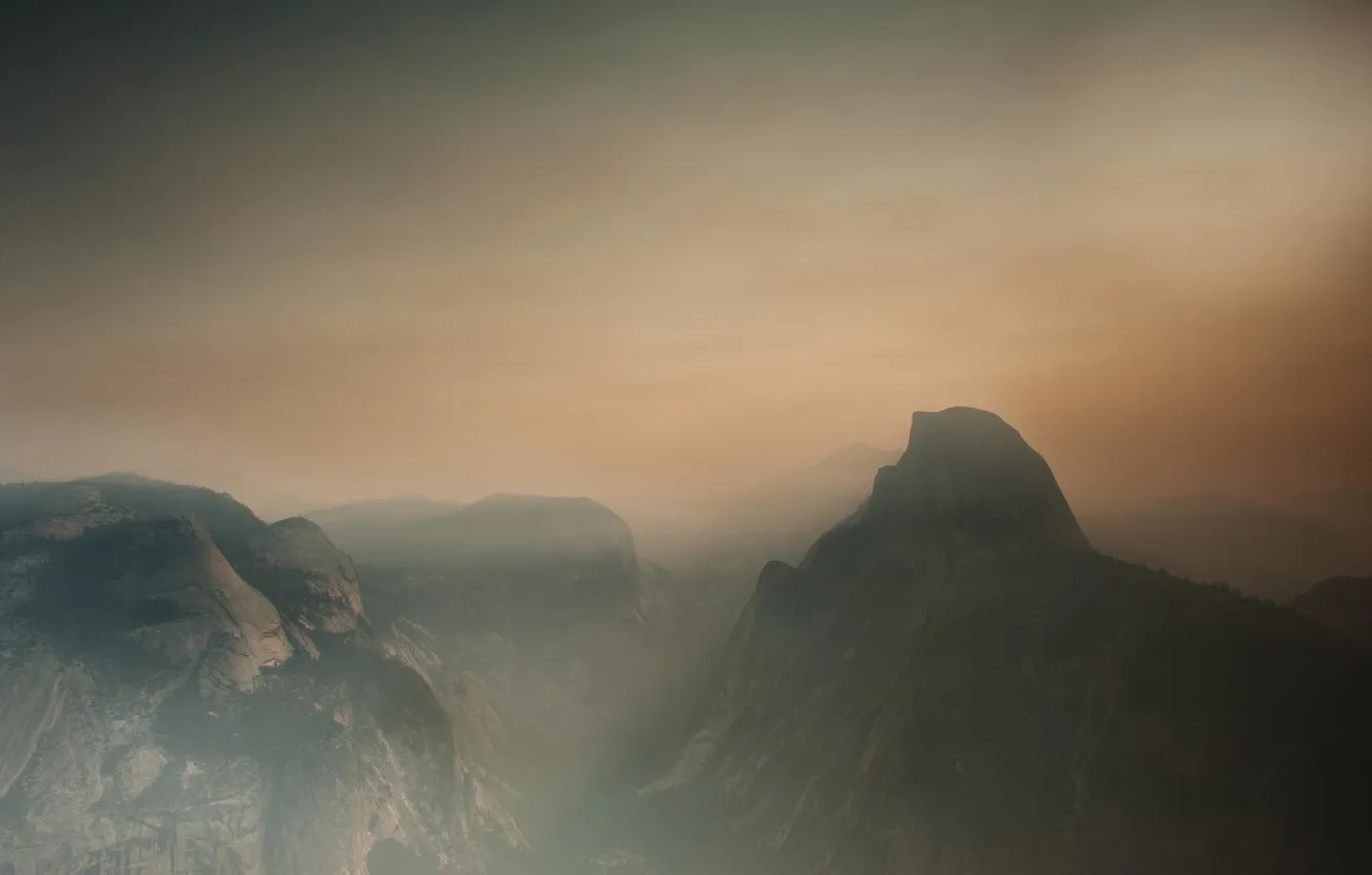 Photo wallpaper clouds, mountains, nature, fog, USA, Yosemite national Park, Yosemite National Park