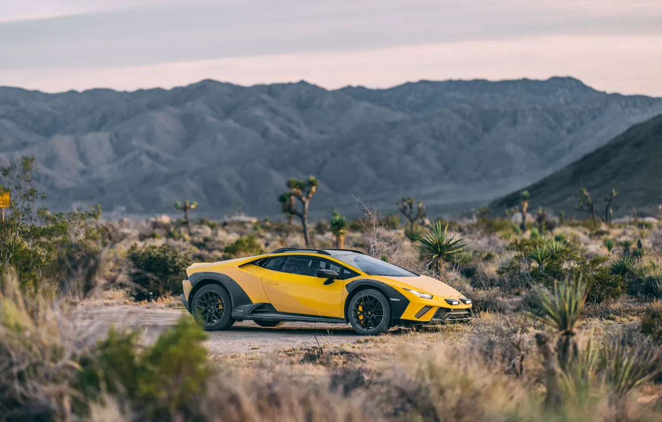 Photo wallpaper Lamborghini, yellow, Huracan, Lamborghini Huracan Sterrato