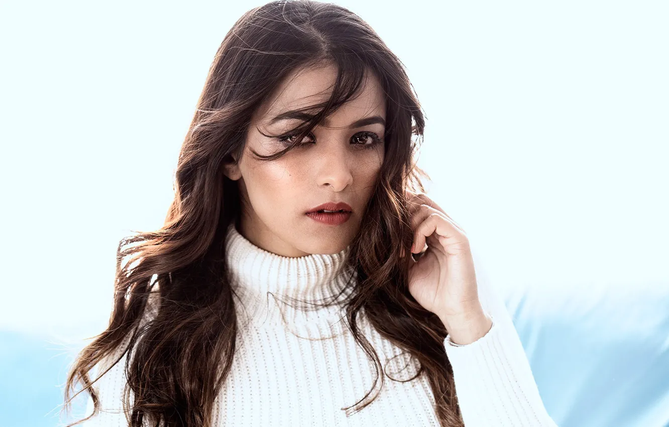 Photo wallpaper eyes, smile, model, lips, face, hair, indian, actress