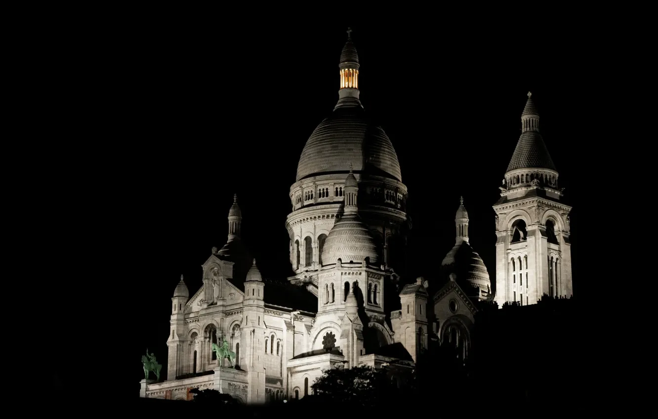 Photo wallpaper Paris, night, architecture, Basilique, Capital