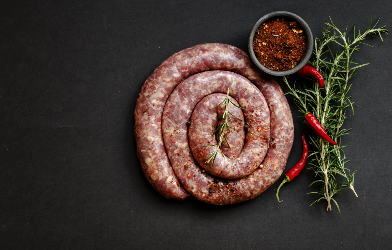 Photo wallpaper meat, sausages, spices