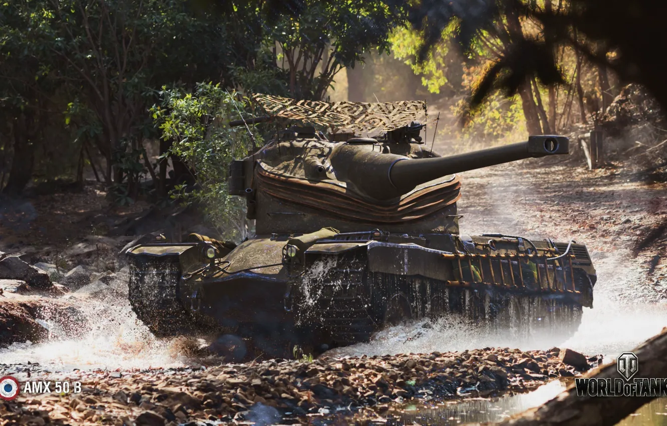 Photo wallpaper WoT, World of Tanks, Wargaming, AMX 50 B, game art