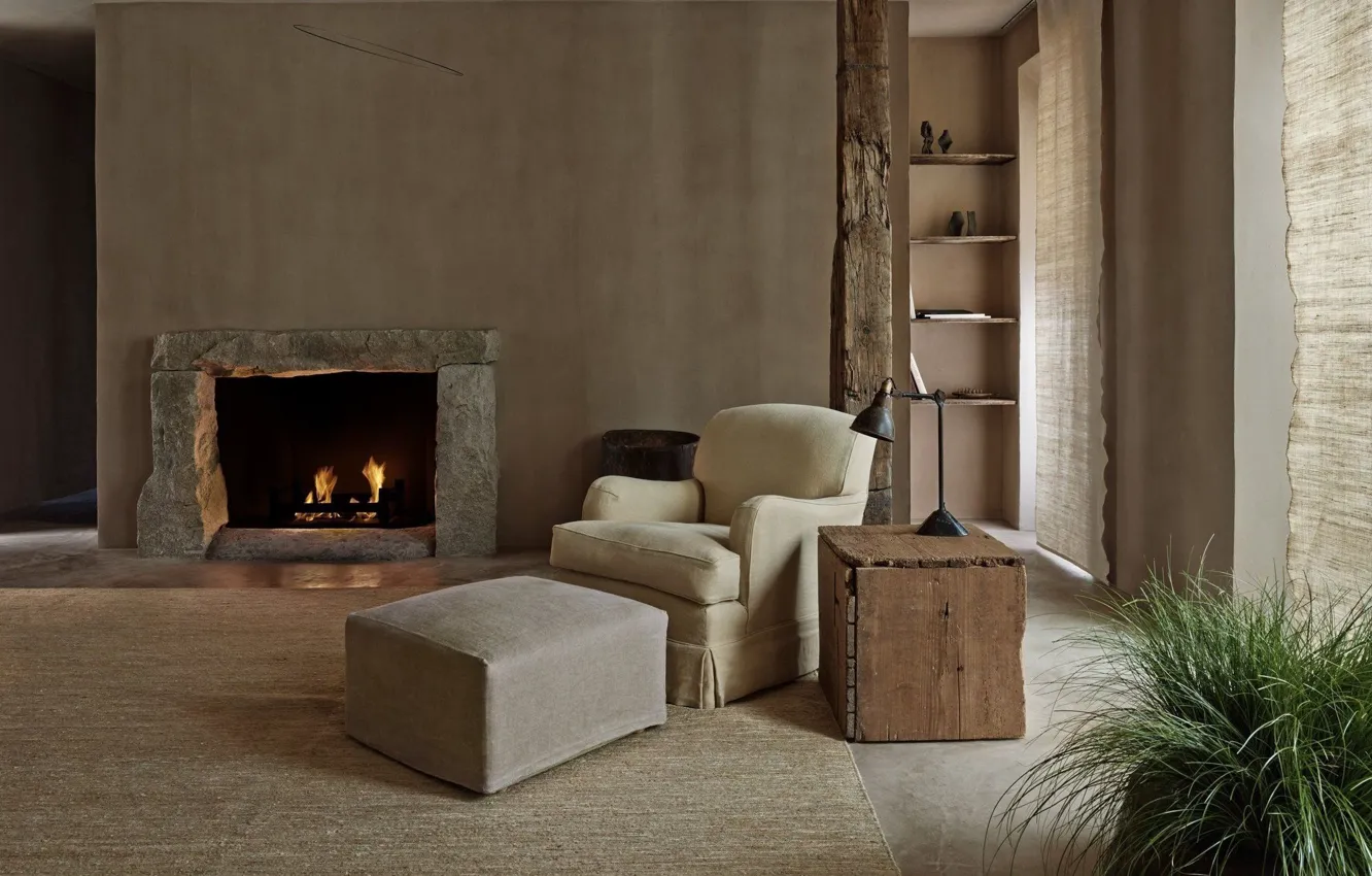 Photo wallpaper TriBeCa Penthouse, style, interior, Axel Vervoordt, chair, fireplace, design
