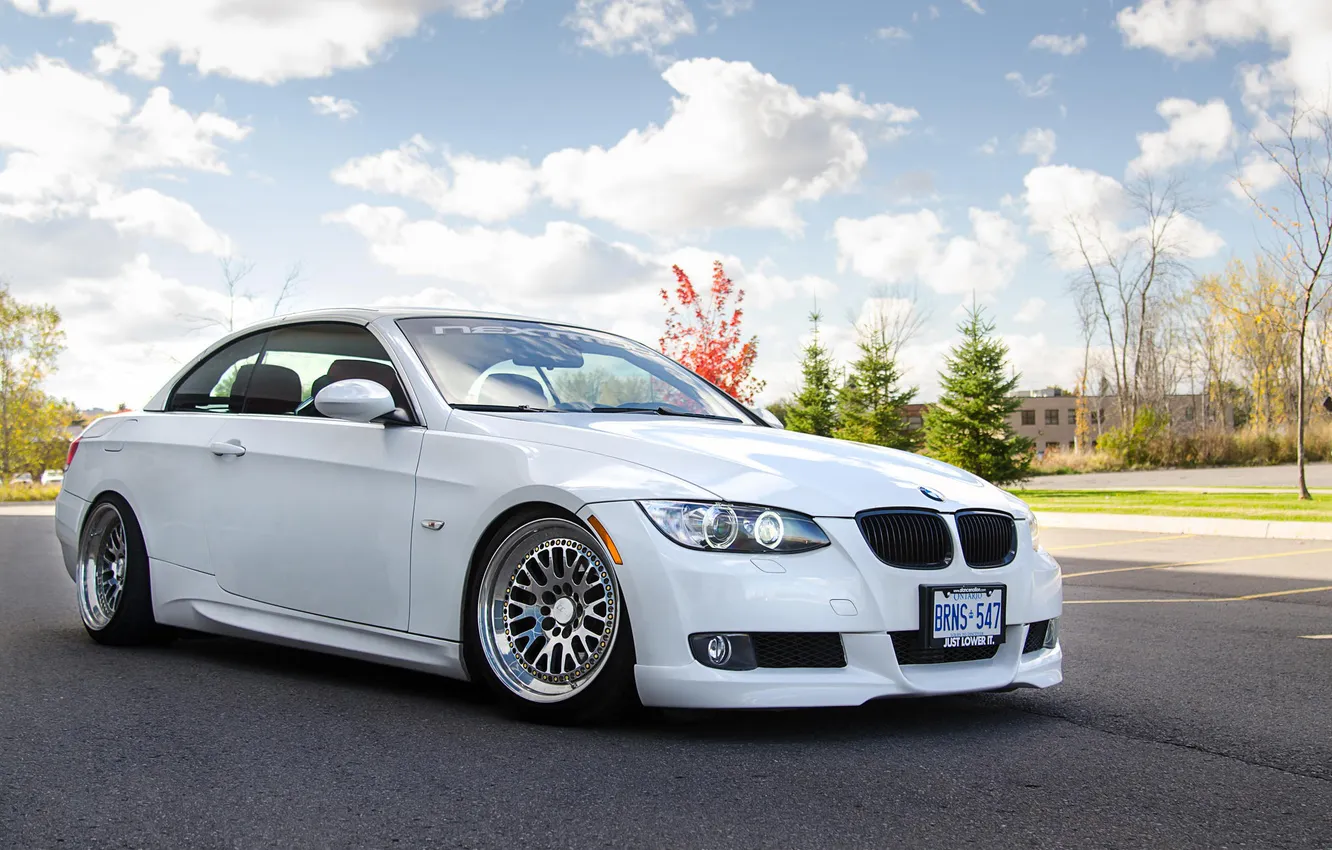 Photo wallpaper BMW, white, 3Series, 335i, E93, stance, stanceworks, CCW