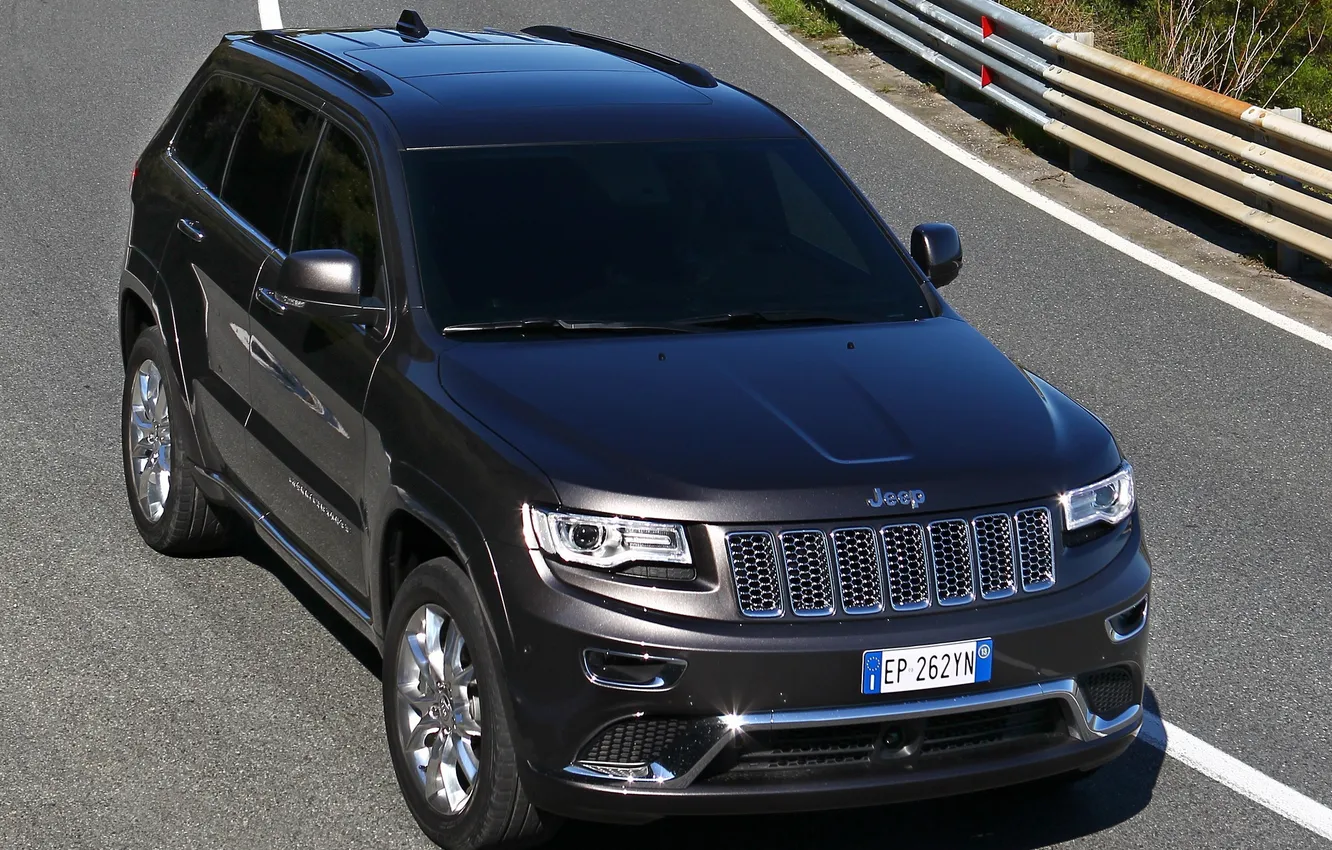Photo wallpaper road, jeep, The hood, the front, Jeep, Grand Cherokee, summit