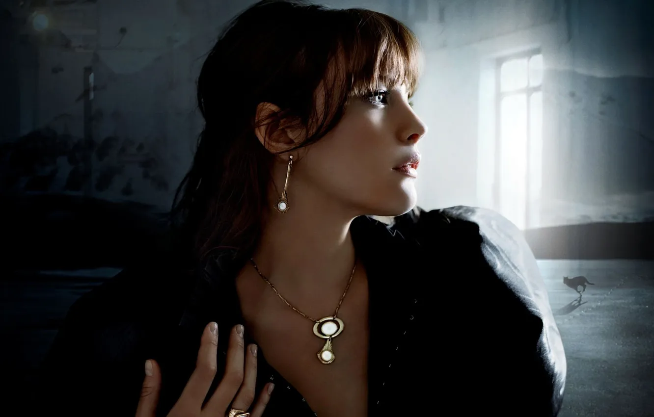 Photo wallpaper face, earrings, pendant, profile, brown hair, appearance, Liv Tyler