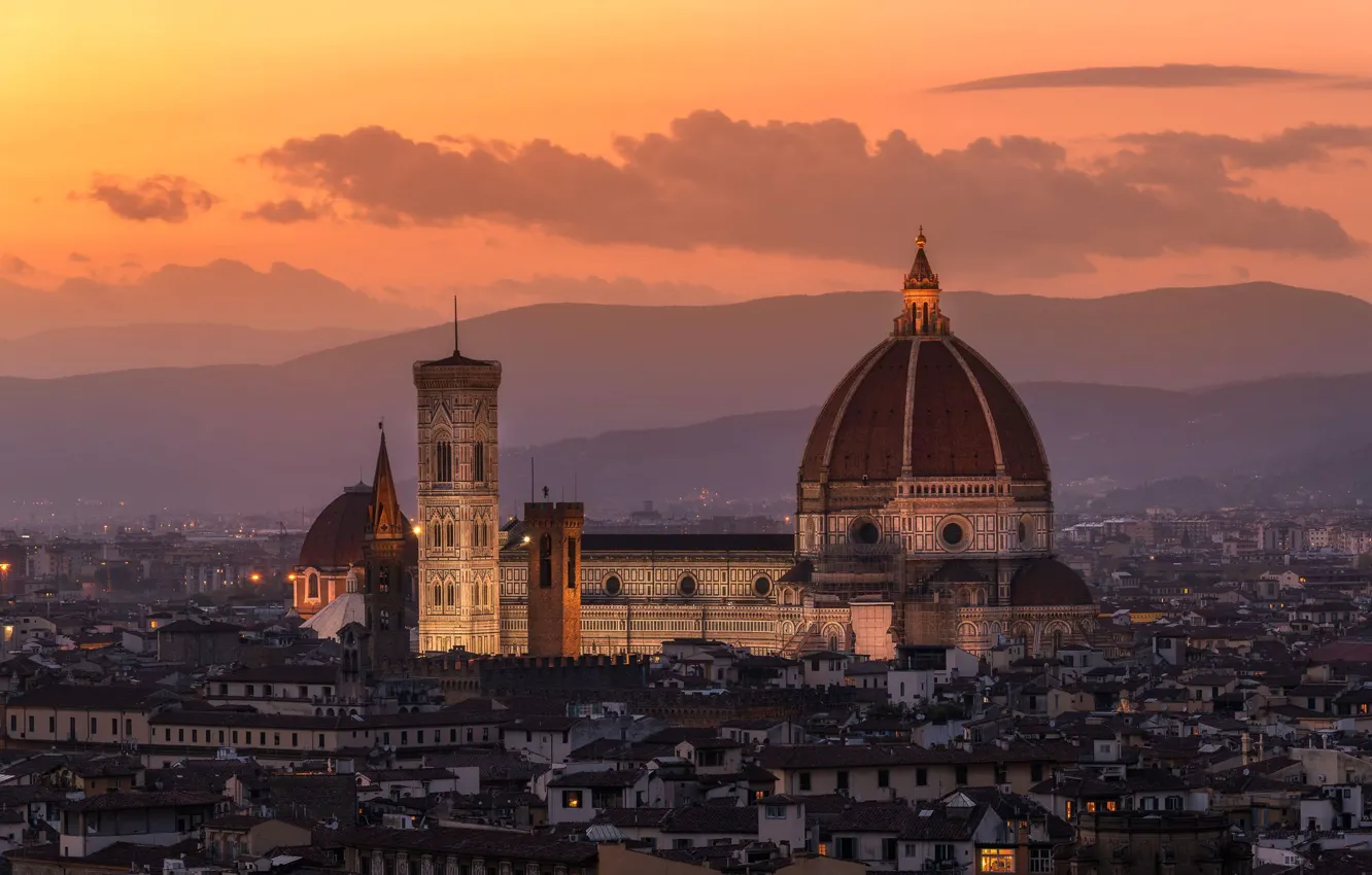 Photo wallpaper the evening, Italy, panorama, Cathedral, Florence, Santa Maria del Fiore