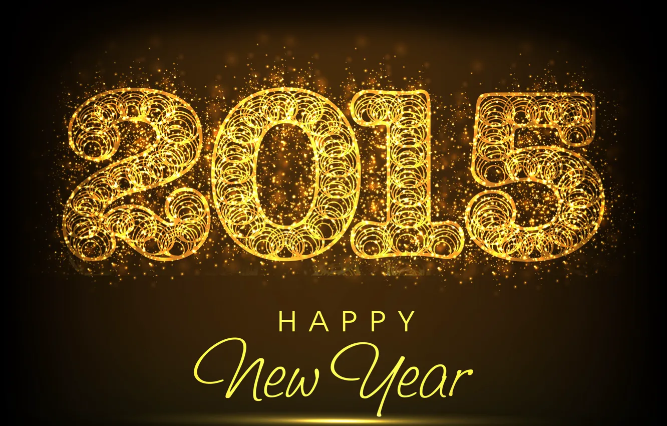 Photo wallpaper golden, New Year, Happy New year, Happy, 2015