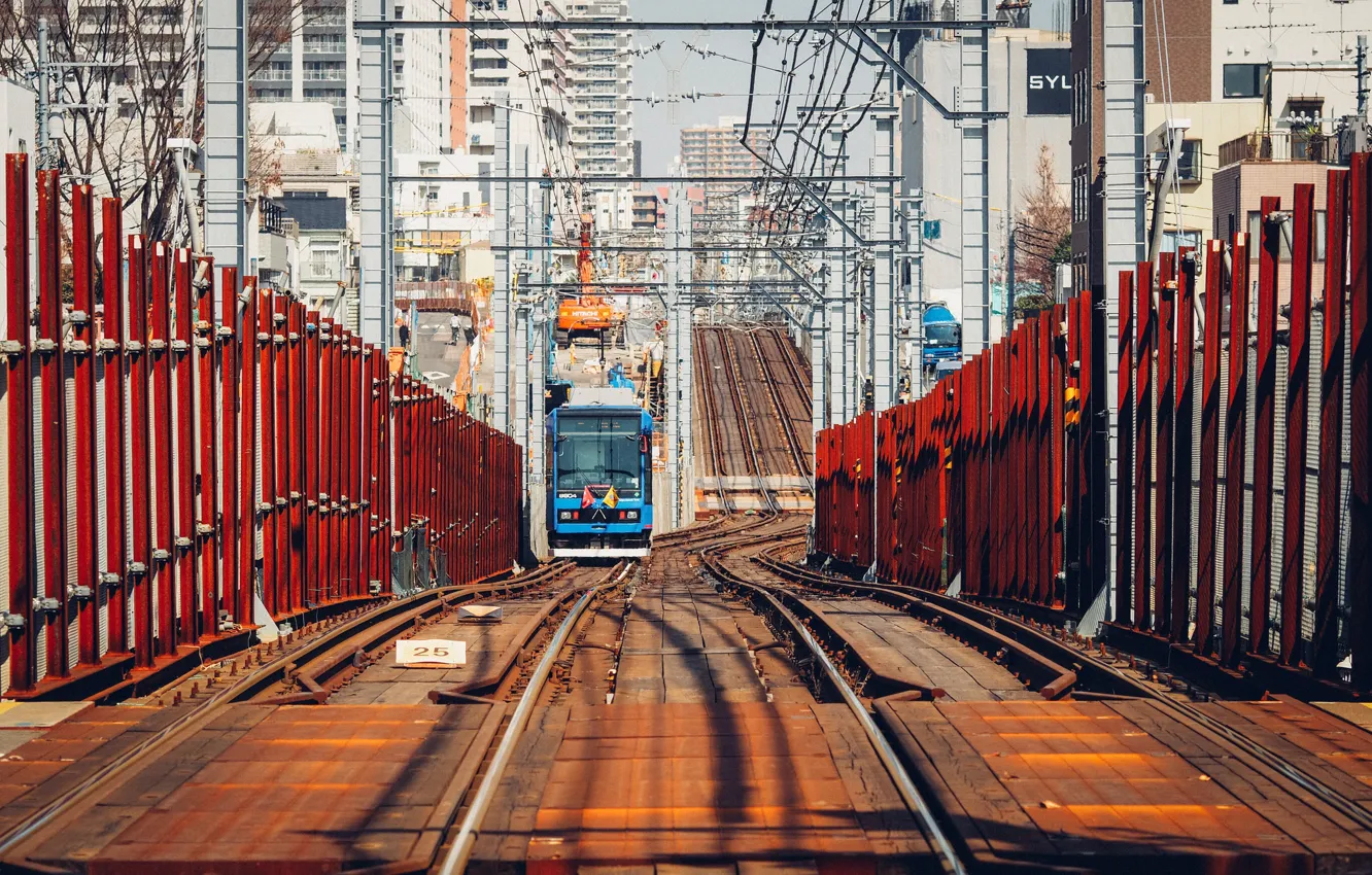 Photo wallpaper the city, rails, home, Japan