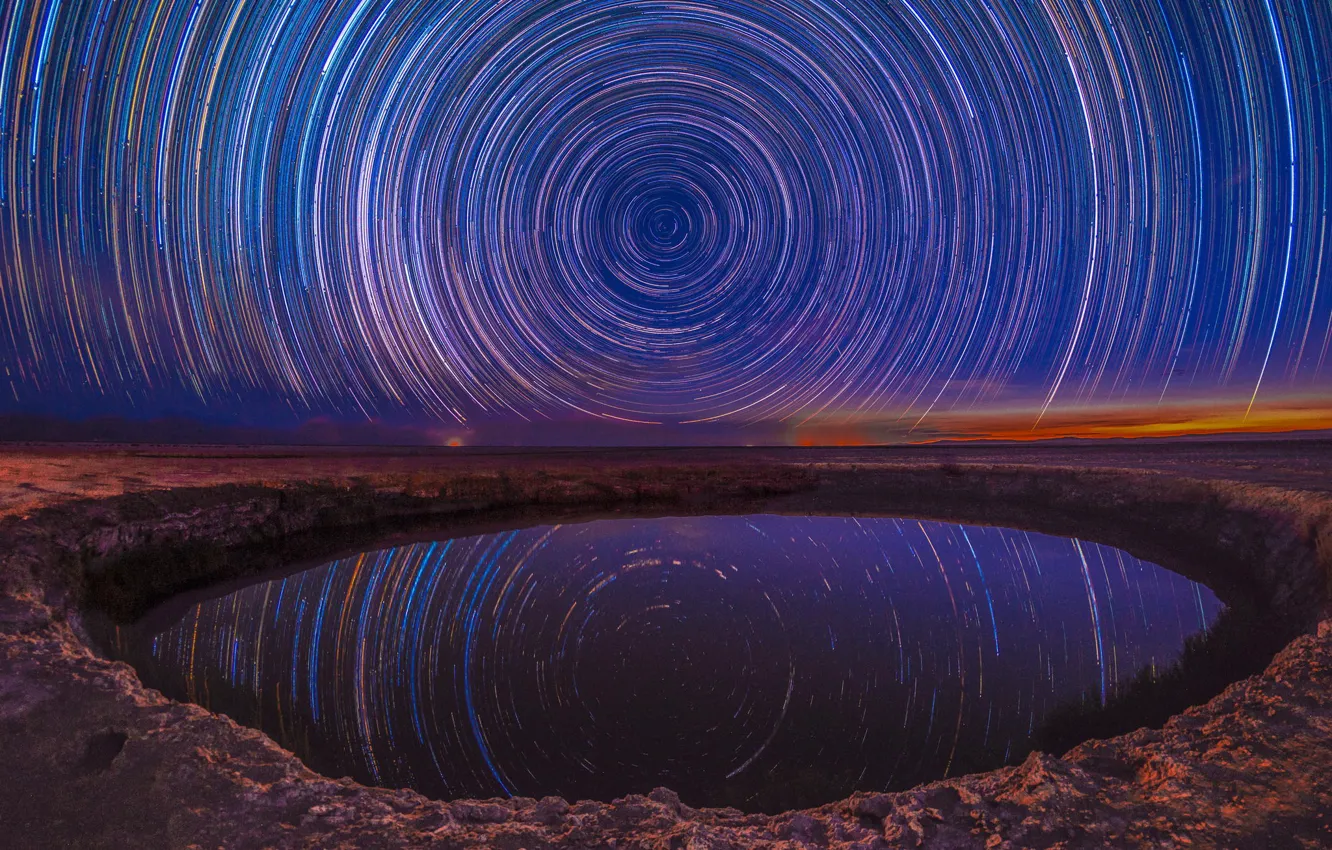 Photo wallpaper the sky, stars, mountains, night, lake, excerpt, panorama