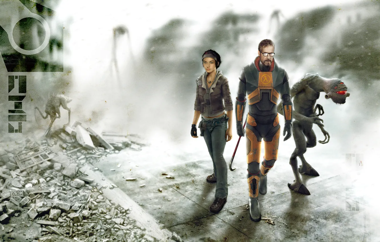 Photo wallpaper Gordon Freeman, Alyx Vance, Citadel (anticitizen one), Half-life 2