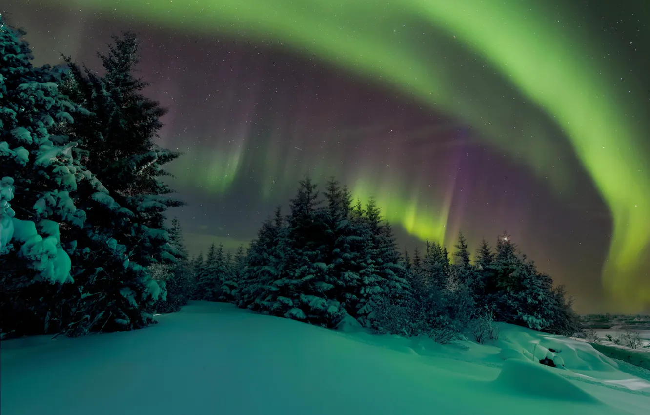 Photo wallpaper the sky, night, Northern lights