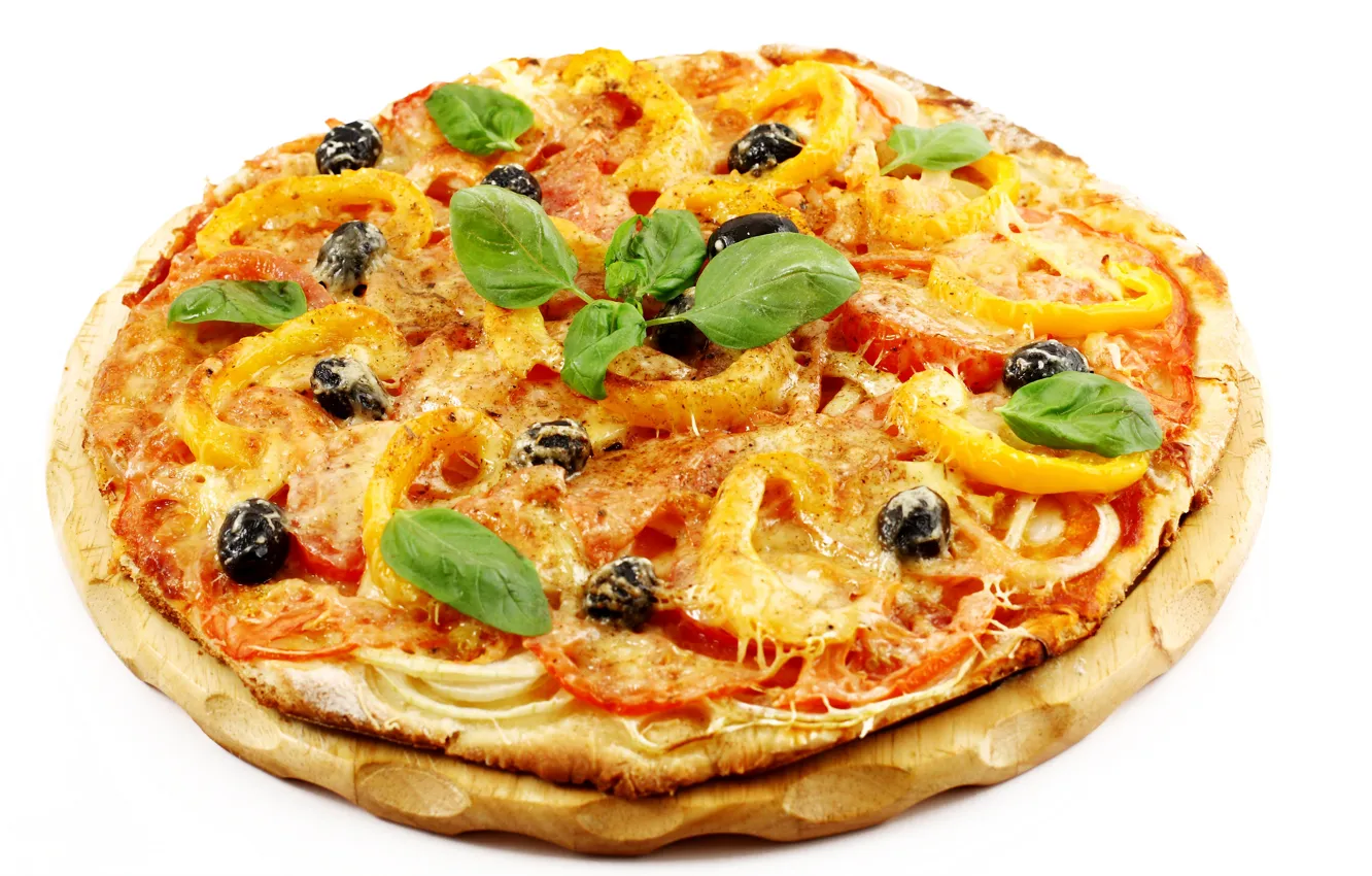 Photo wallpaper white background, pizza, tray