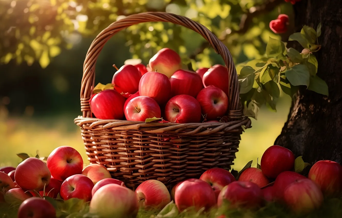 Photo wallpaper red, nature, apples, garden, harvest, fruit, fruit, Apple