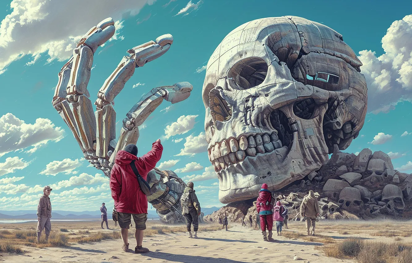 Photo wallpaper skull, skeleton, another world