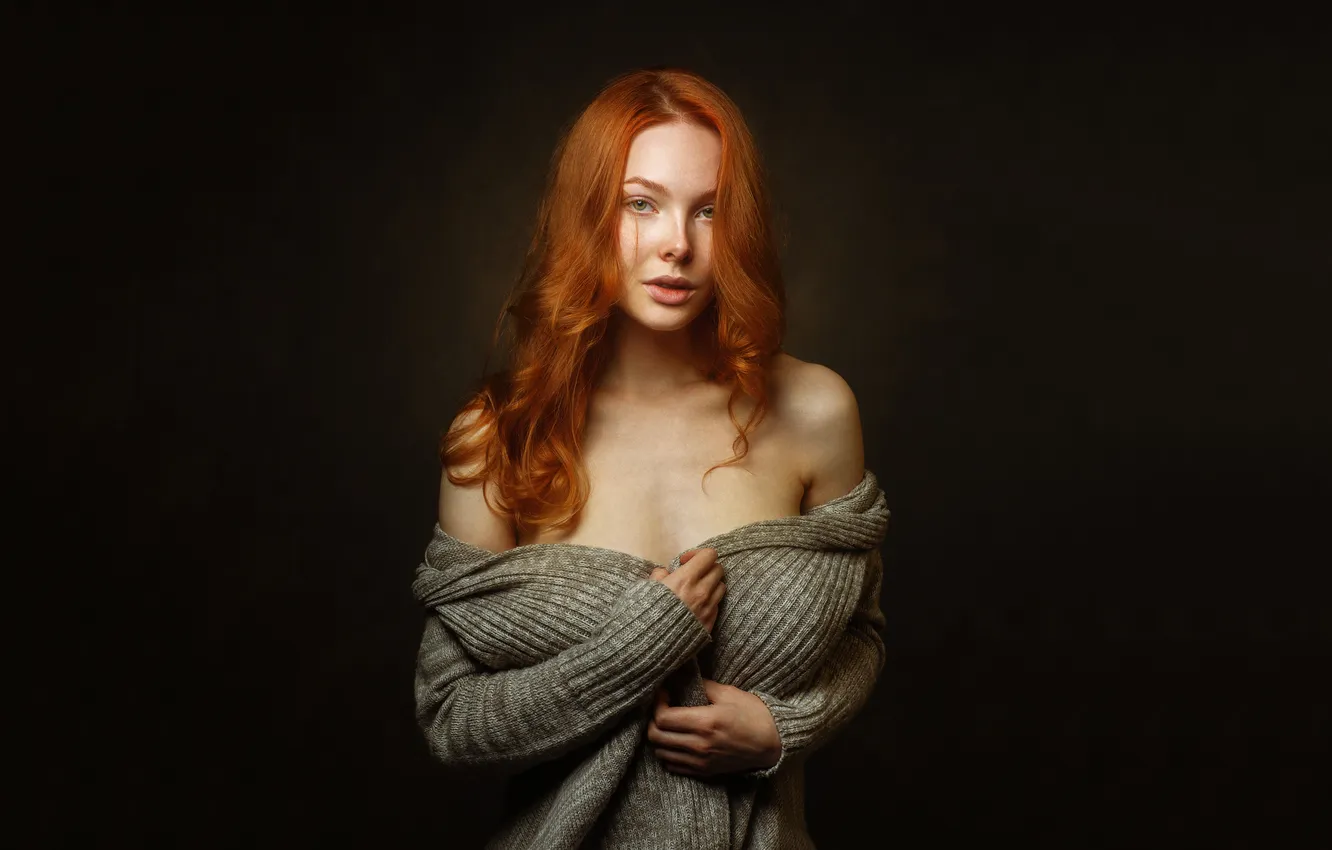 Photo wallpaper look, red, redhead, long hair, eyes, lips, redhead, Lashon Rise