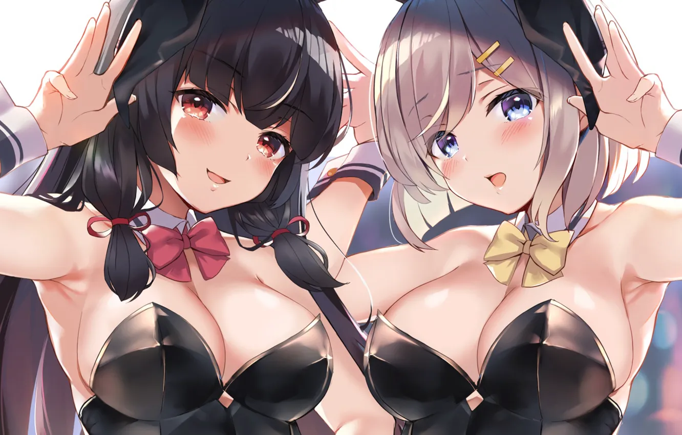 Photo wallpaper girl, sexy, boobs, anime, beautiful, pretty, brunette, blonde