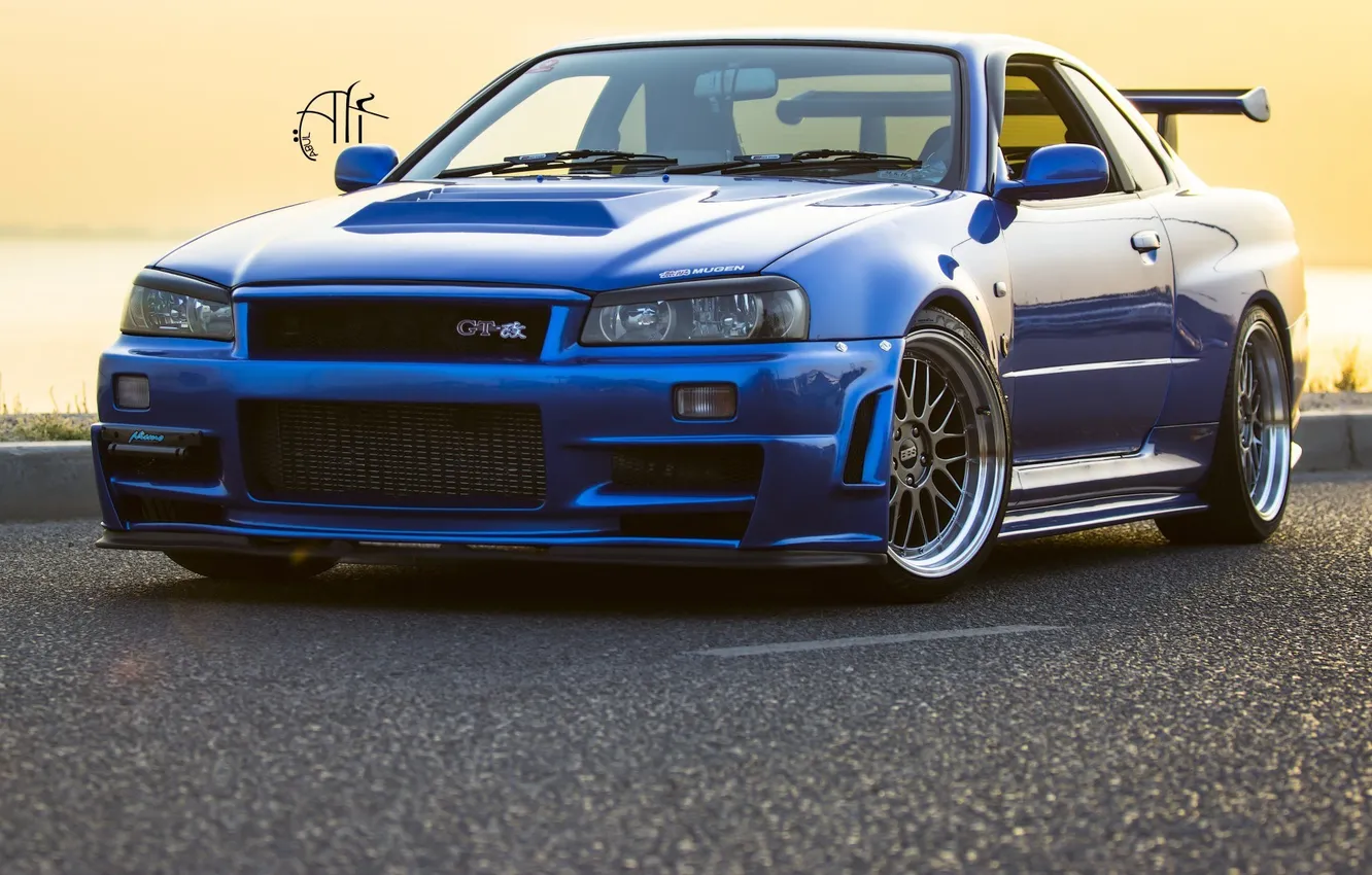 Photo wallpaper blue, bbs, Mugen, skyline gtr