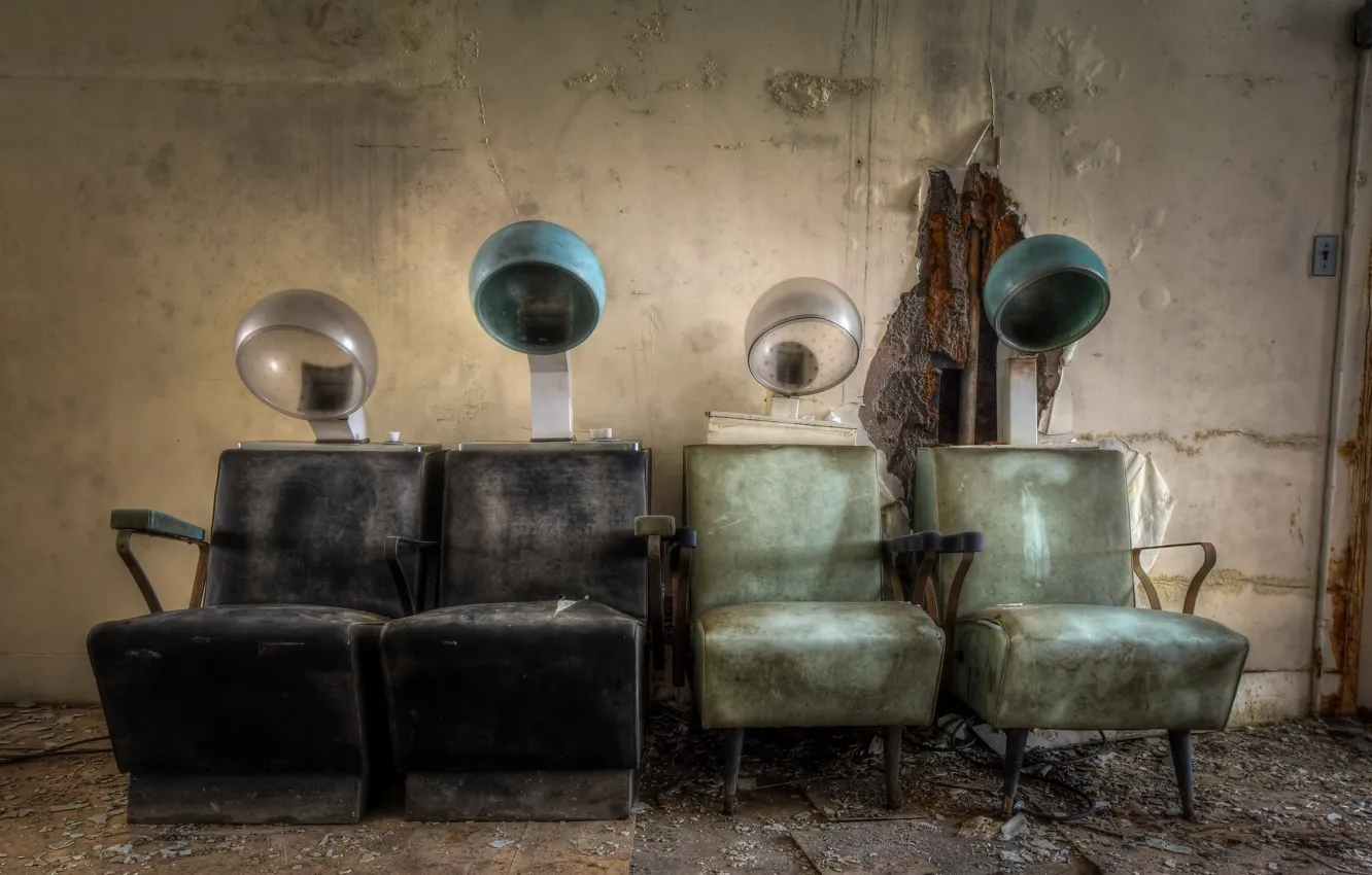 Photo wallpaper interior, inventory, barbershop