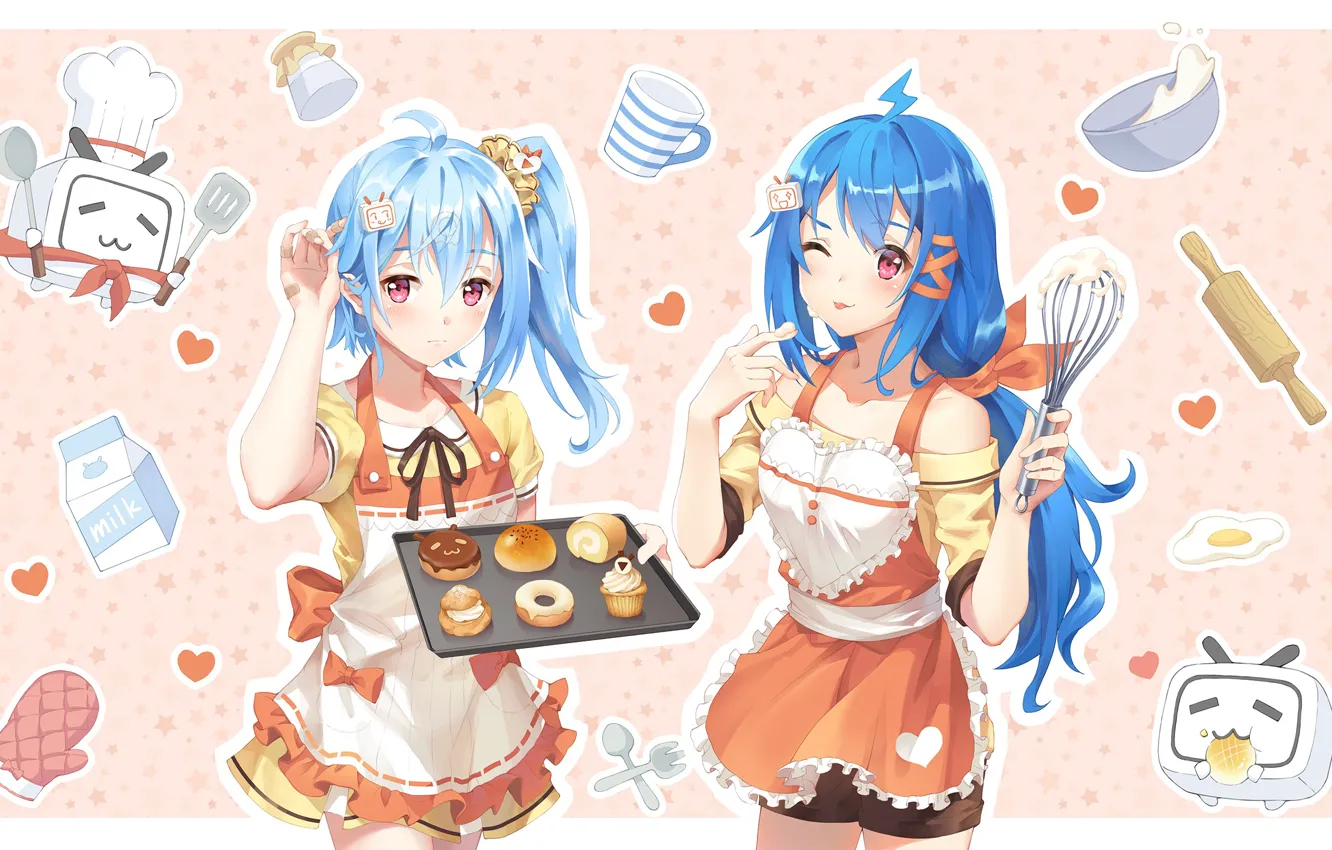 Photo wallpaper Girls, Anime, Sweets, Cupcakes