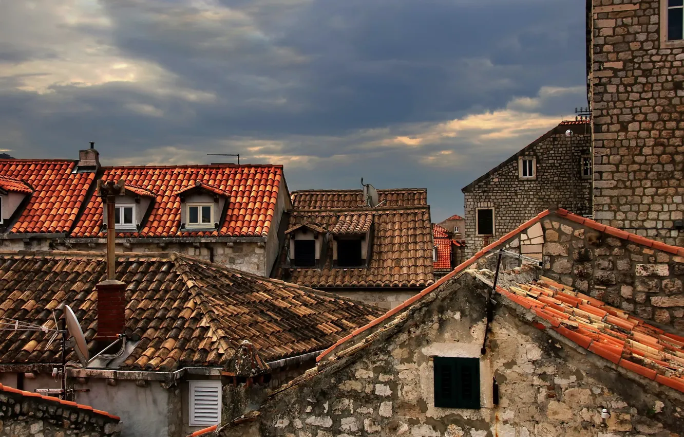 Photo wallpaper roof, the city, home