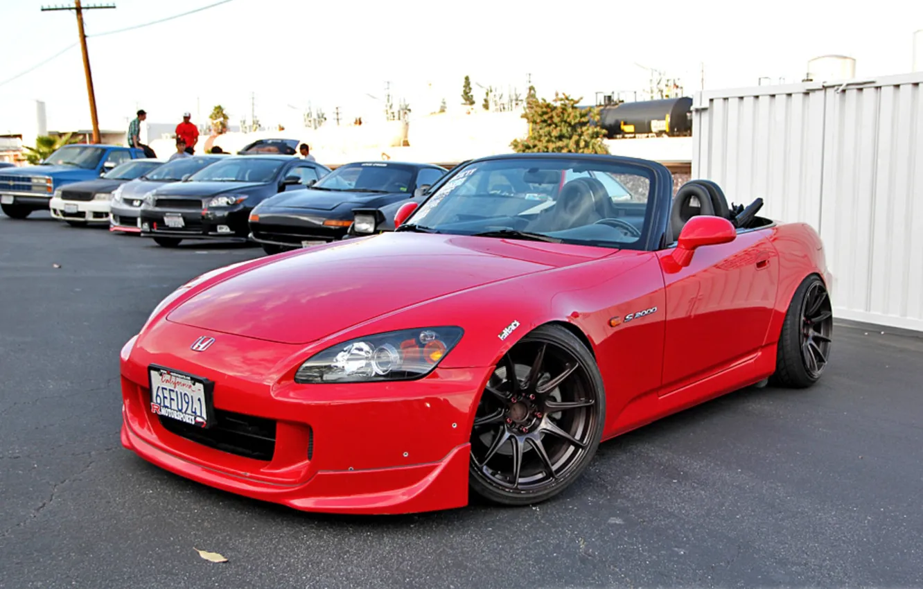 Photo wallpaper tuning, red, convertible, Honda, drives, red, S2000, stance