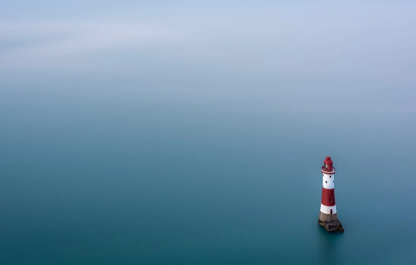 Photo wallpaper England, Ocean, Lighthouse, East Sussex, Atmospheric