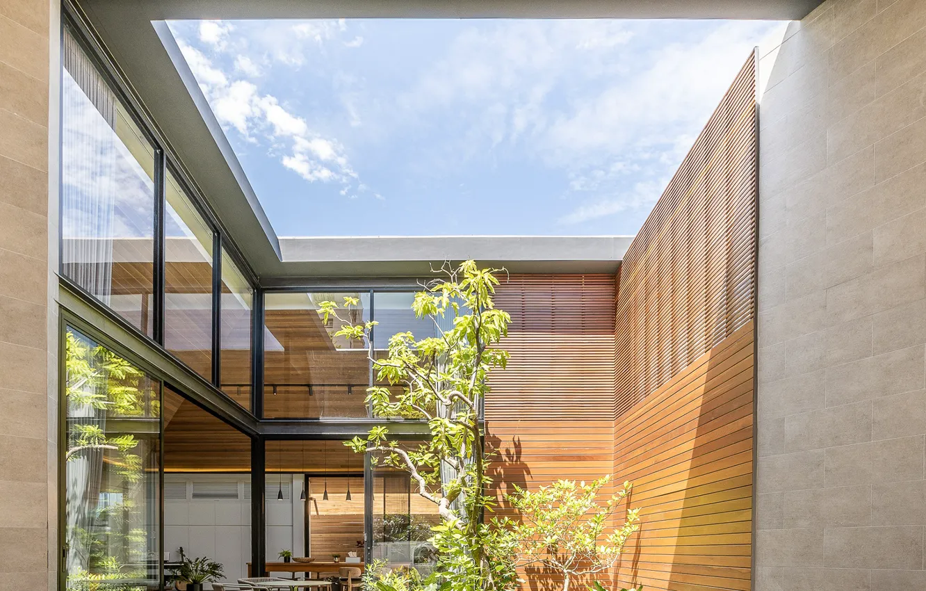 Photo wallpaper the sky, design, plants, patio, The Roof House