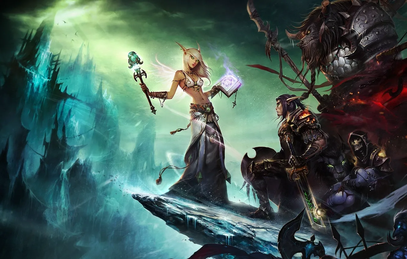 Photo wallpaper sword, World of Warcraft, fantasy, game, magic, armor, weapons, elf