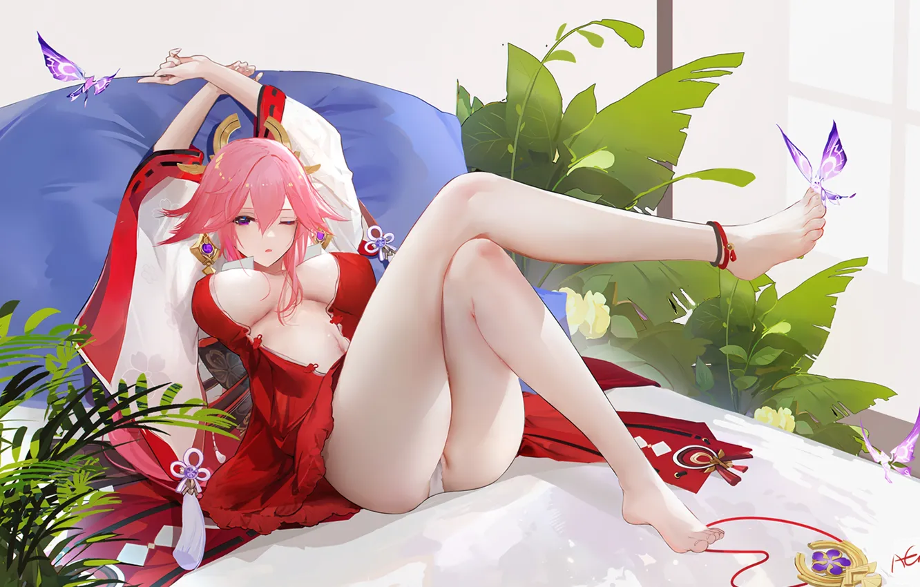 Photo wallpaper ya miko, sexy girls, dampak genshin