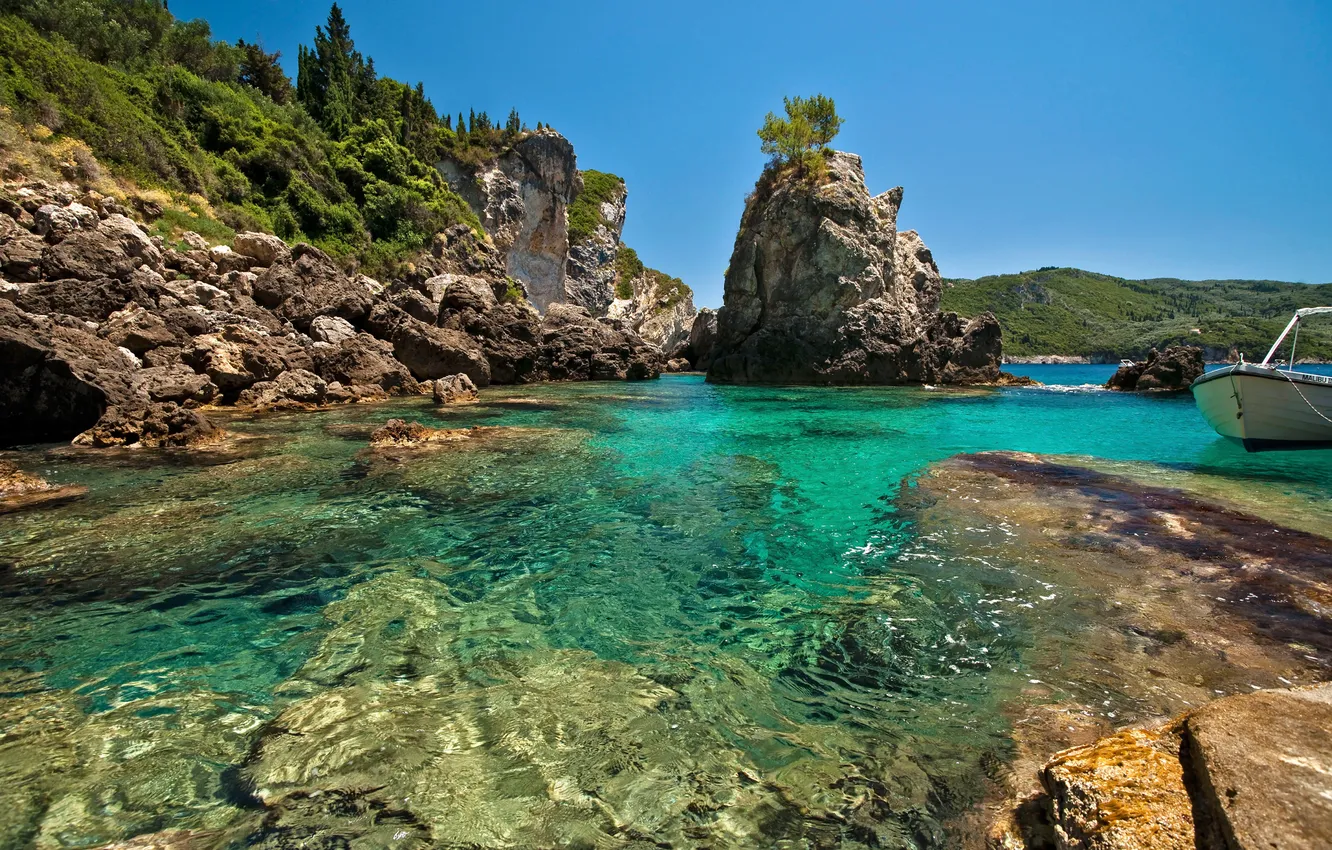 Photo wallpaper sea, landscape, nature, rocks