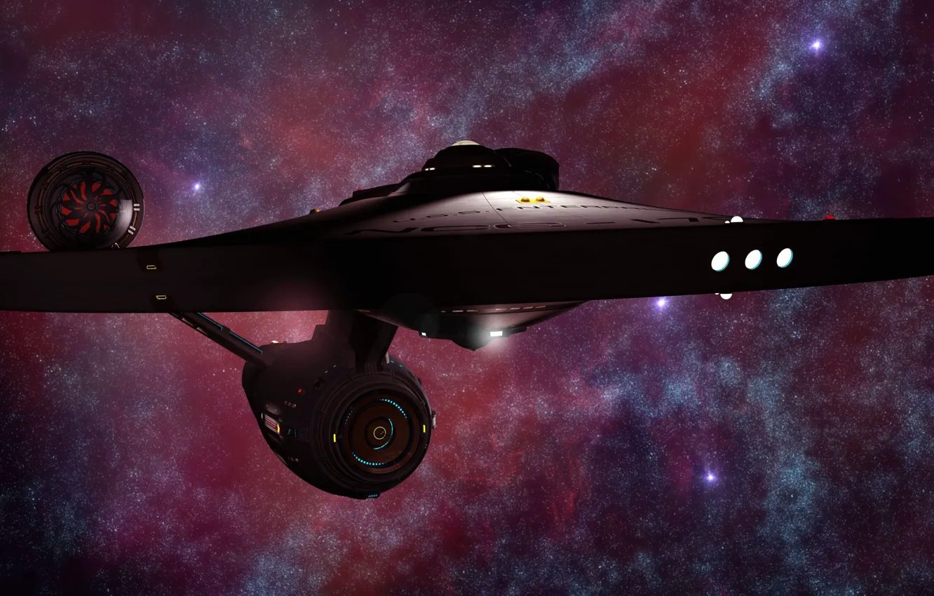 Photo wallpaper stars, spaceship, charting the nebula