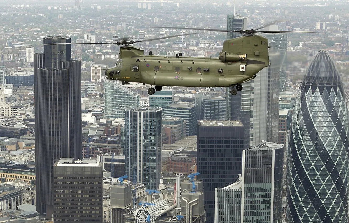 Photo wallpaper the city, helicopter, Chinook