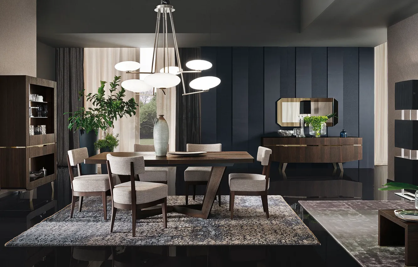 Photo wallpaper design, style, interior, dining room, dining set, cozy living, heartland mississauga