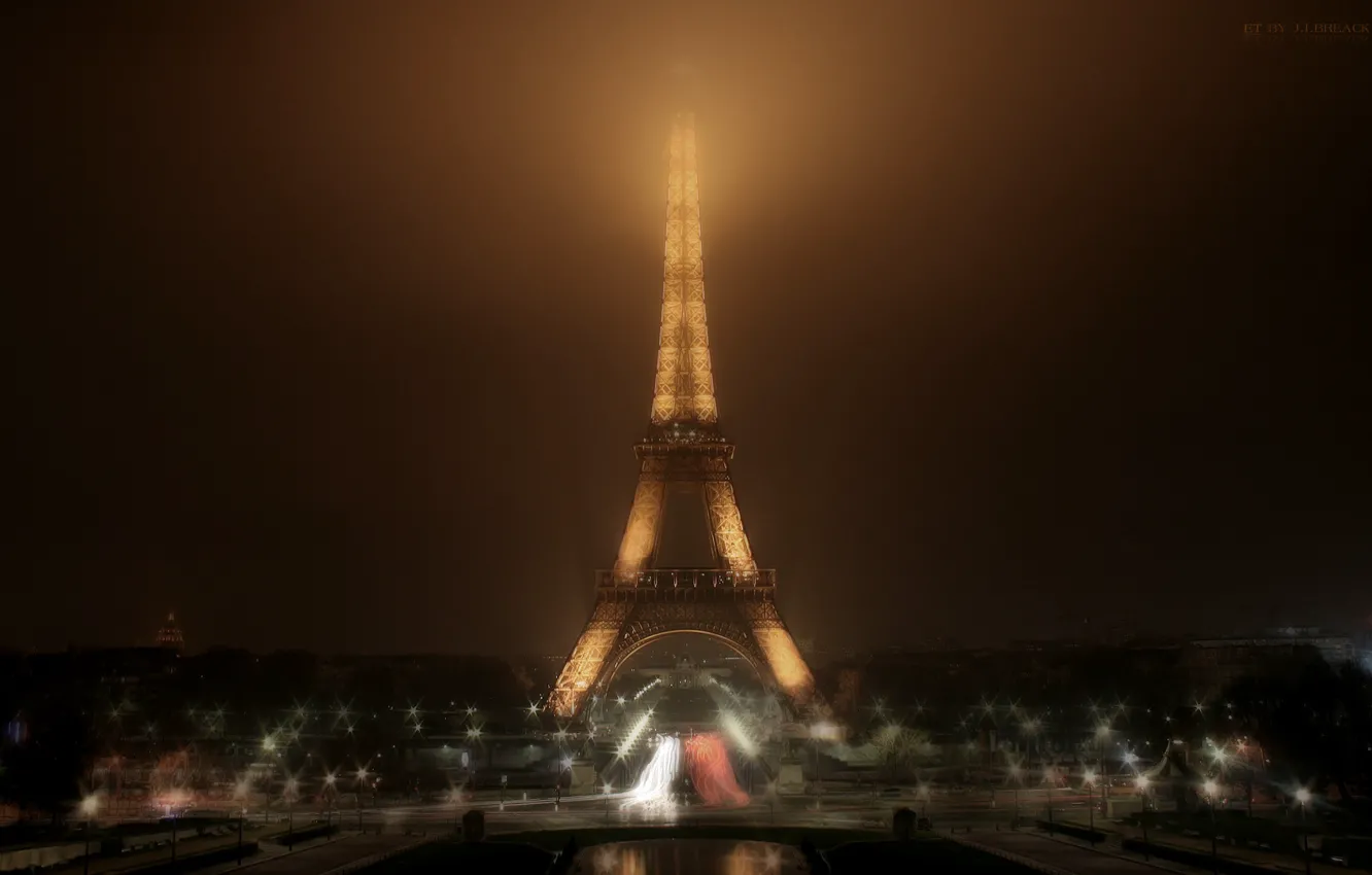 Photo wallpaper night, the city, photo, tower, Paris, treatment, Paris, picture