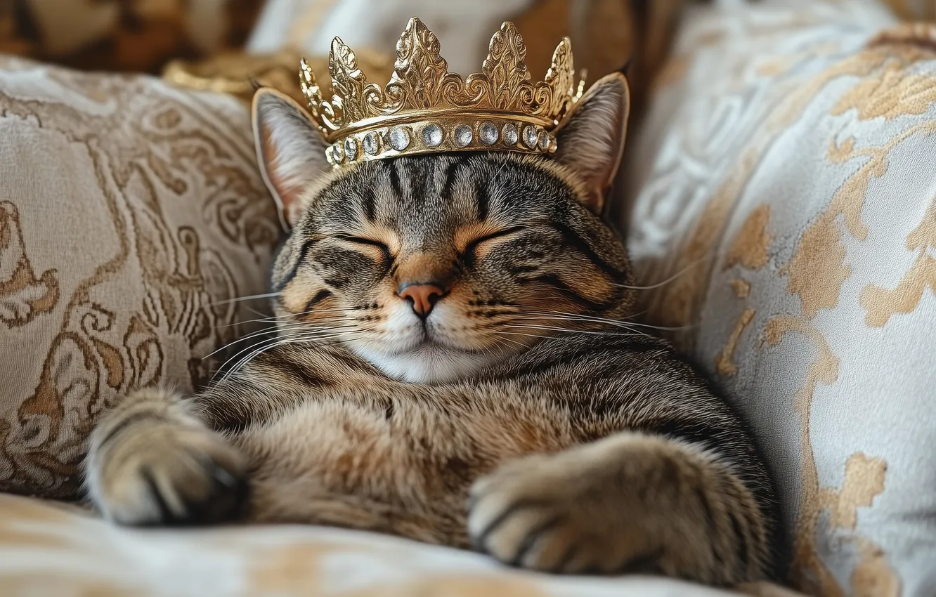 Photo wallpaper cat, cat, pose, grey, relax, sleep, legs, chair