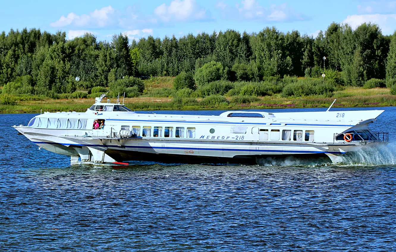 Photo wallpaper ship, river, hydrofoils