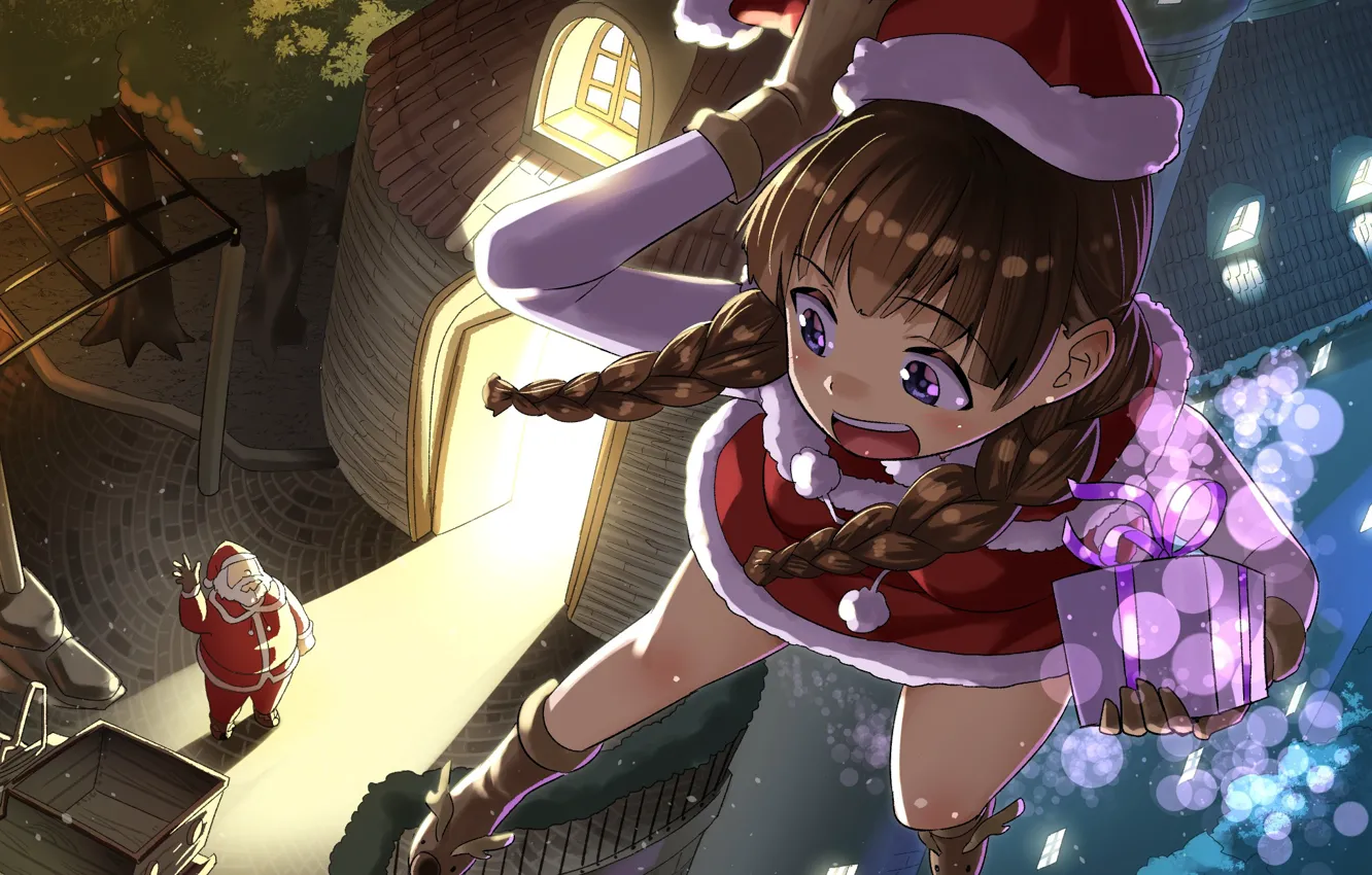 Photo wallpaper new year, Christmas, anime, art, santa claus, oto the rekomart